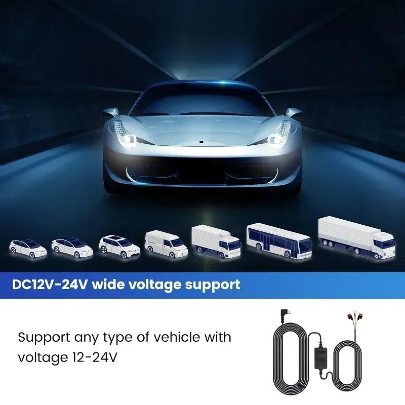 Комплект для скрытой установки автомобильной видеокамеры 3A 3,5 м - понижающий кабель питания 12-24 В с интерфейсом Mini/Micro/Type-C USB для видеорегистраторов