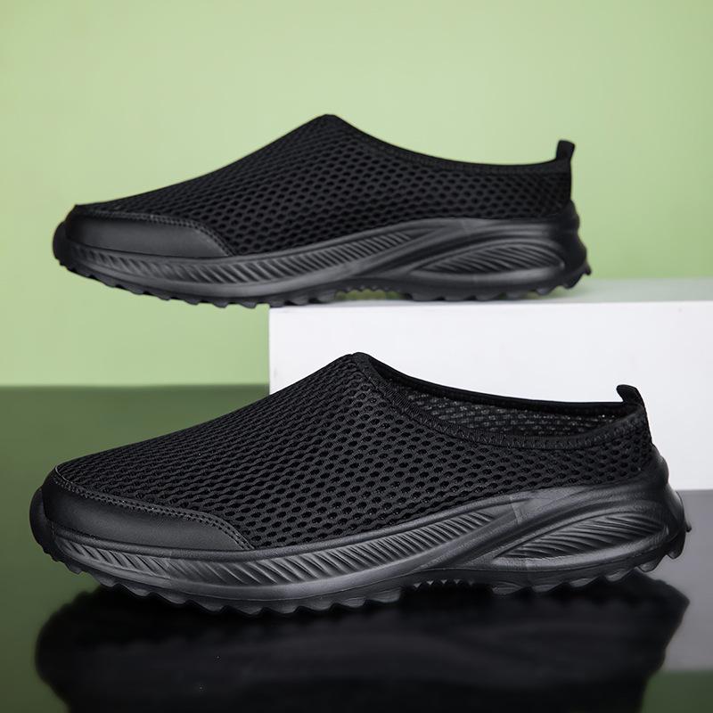 Мужская обувь большого размера, летняя, новая, ленивая, полая, дышащая, сетчатая обувь с низким верхом, закрывающая стопу, повседневная, спортивная, одинарная обувь