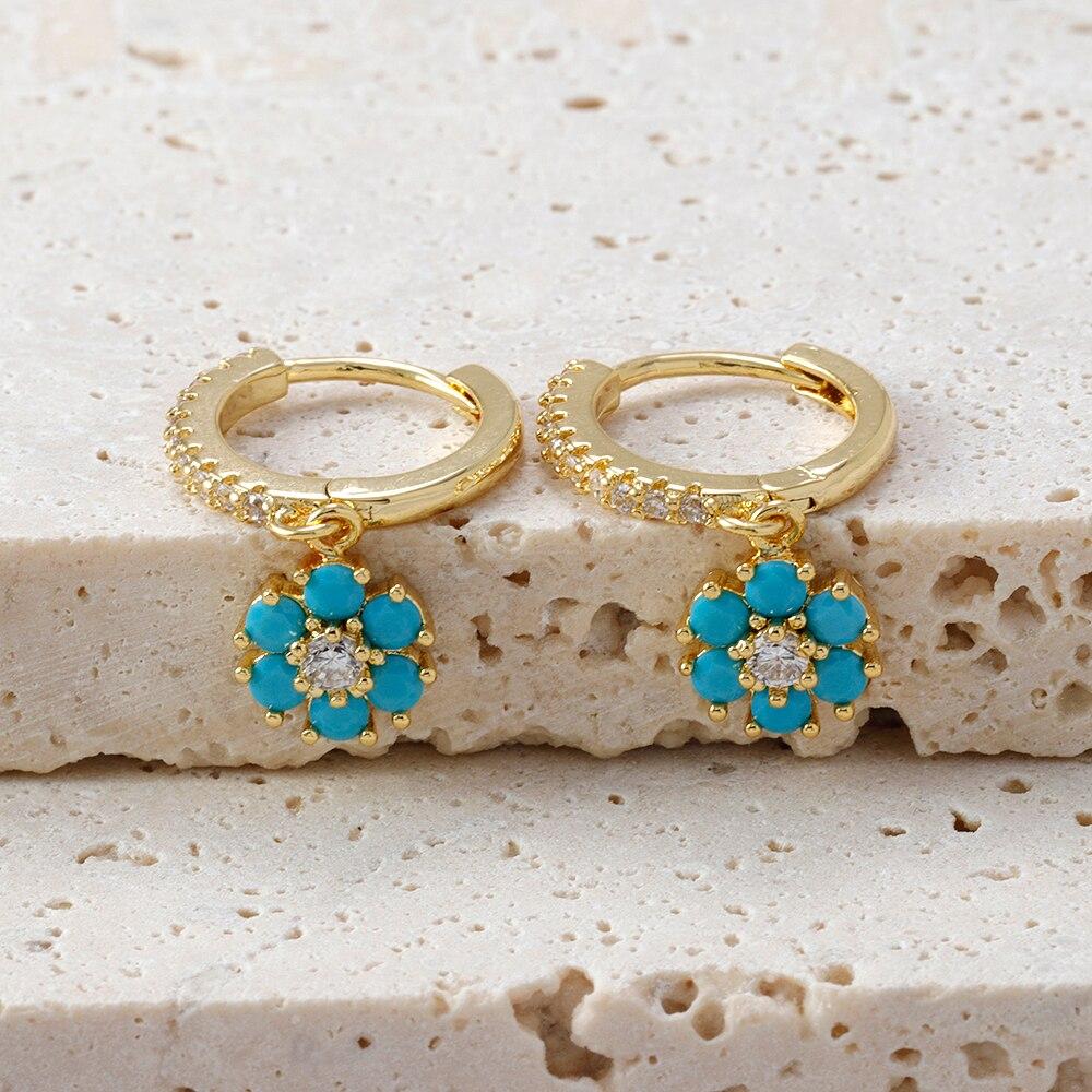 Модные серьги-капли из нержавеющей стали с цветком и цирконием для женщин, французские легкие роскошные серьги с подвеской, изысканные серьги, рождественские украшения