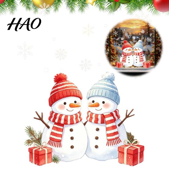 Removable Window Film for Winter Christmas Snowman Static Glass Sticker, PVC Waterproof Decals Holiday Decorative Scenes Home Decoration, Snowflake