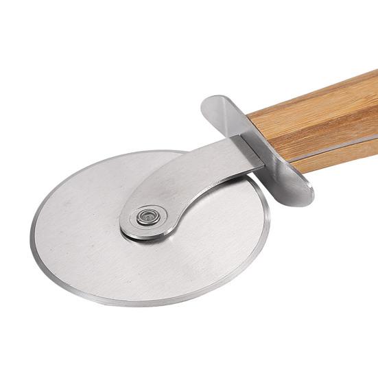 Pizza Cutter Wheel with Wooden Handle Stainless Steel Pizza Cutter Rocker Slicer Sharp Pizza Cutting Tools for Pizza Pie Bread Cheese