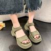 Модные трендовые сандалии на толстой подошве 2024 лето новый спортивный стиль танкетка одно слово повседневные удобные женские сандалии Zapatos De Mujer