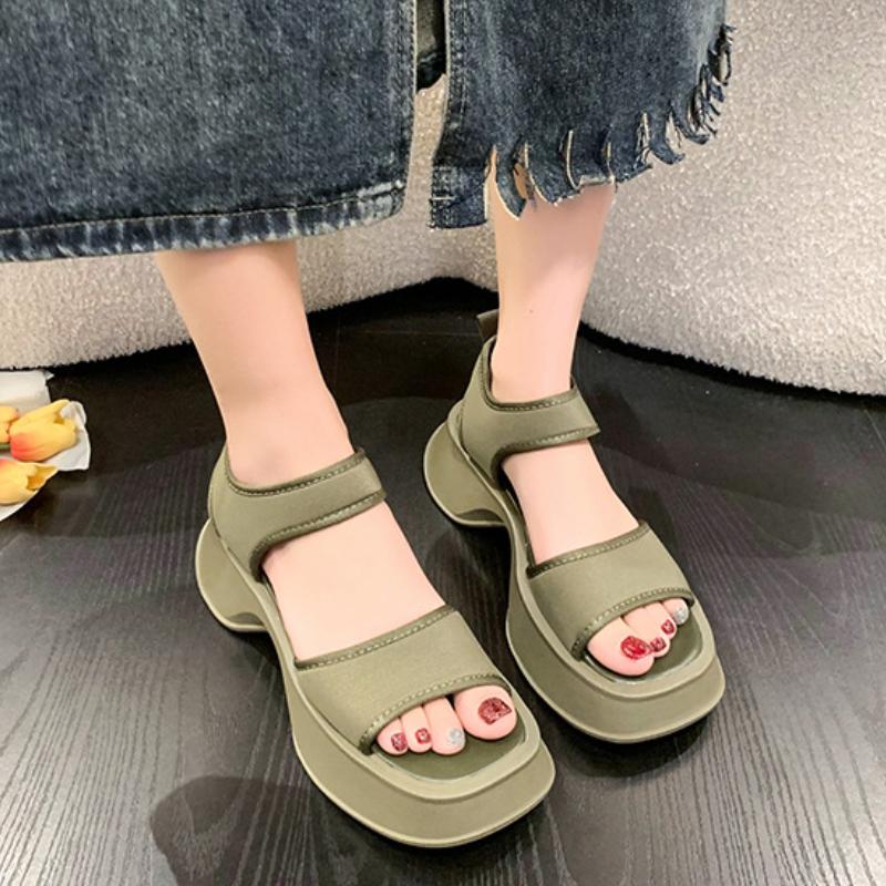 Модные трендовые сандалии на толстой подошве 2024 лето новый спортивный стиль танкетка одно слово повседневные удобные женские сандалии Zapatos De Mujer
