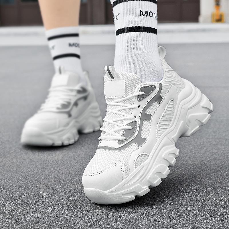 Универсальные женские кроссовки большого размера из сетки - Повседневные беговые кроссовки, увеличивающие рост, для студентов и пап