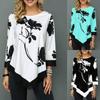 2021 Новая женская мода 3D-печать Футболка с длинным рукавом и круглым вырезом Свободная повседневная рубашка Женская одежда для выхода в свет