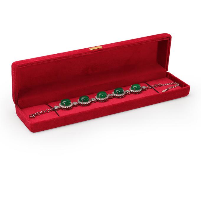 Luxury Red Jewelry Storage Box with Metal Custom logo Velvet Jewelry case Round Corner Jewelry Gift Packing Display Box