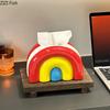 Colorful Rainbow Ceramic Tissue Box Coffee Table Desk Decoration Creative Rainbow Tissue Box Bedside Table Paper Towel Case