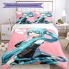 3pcs Custom Name Hatsune Miku Bedding Set Duvet Cover Closure Includes 1 Duvet Cover & 2 Pillowcases, Soft and Comfortable for All Seasons.