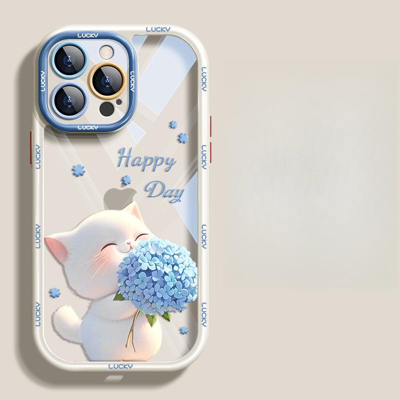Подходит для чехла для мобильного телефона Apple 15 Летний Iphone14 Милый кот 13pro Прозрачный Противоударный 12/11 Полная защита