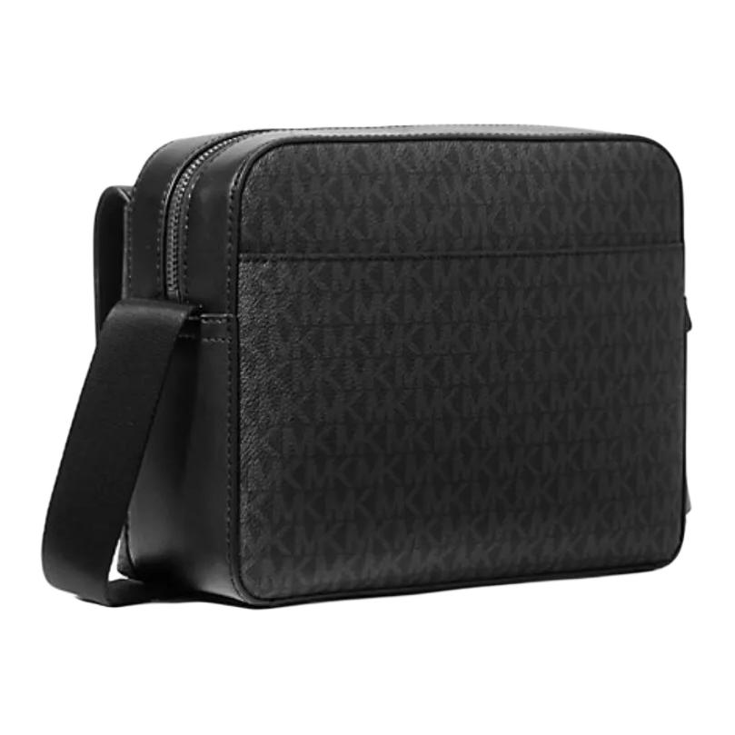 Michael Kors MK Cooper Логотип Застежка-молния Покрытый холст Сумка для камеры Мужская Сумка через плечо Черный 37F4LCOM1B-BLACK