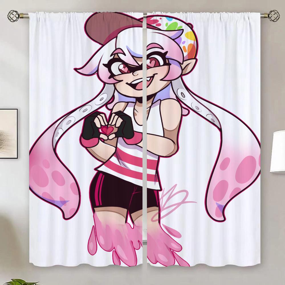 Splatoon Kitchen Curtains for Living Room 2 Elegant Pieces Blackout Curtain 100% Cheap Things With Free Shipping for Home Blinds
