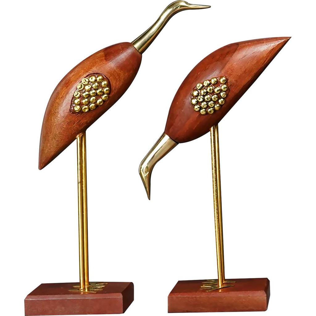 Naayaab Craft Wooden and Brass Saras antique Decorative Showpiece, Home Decor Gift Items Decorative Showpiece - 29 cm (Wood, Brass, Brown)