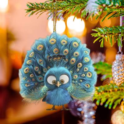 Украшения для рождественской елки Yousheng Peacock, акриловые подвесные украшения в виде павлина из мультфильма для рождественской елки, праздничного декора автомобиля