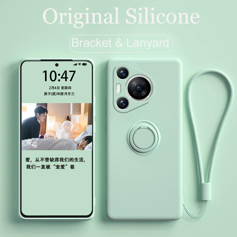 Магнитный чехол-подставка с кольцом из жидкого силикона Для Huawei Pura 70 P70 P60 P50 P40 Mate 60 50 40 Pro Plus Nova 11 10 Honor 90 80 70 60