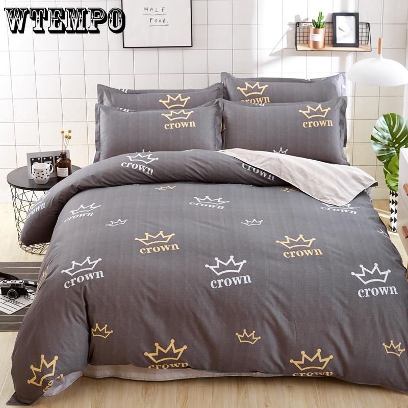 WTEMPO 4 PCS Bedding Set Breathable Bed Cover Skin-friendly Cotton Bed Decoration
