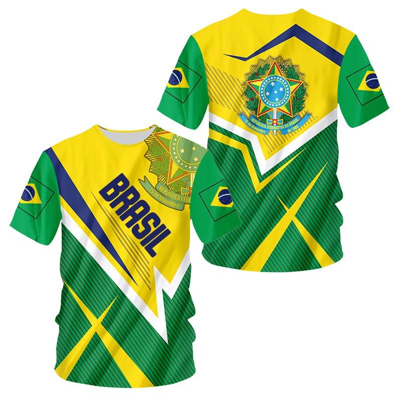 Hot Selling World Cup BRASIL Brazil Flag 3D Printed Pattern T-shirt for Men's Sports Leisure