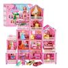 278 шт. Игрушки для строительства кукольных домиков DIY, развивающие мозг, набор для строительства замка кукольного домика для девочек, розовый