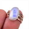 Natural Rainbow Moonstone Gemstone 925 Sterling Silver Two Tone Ring Size 6 r6B23