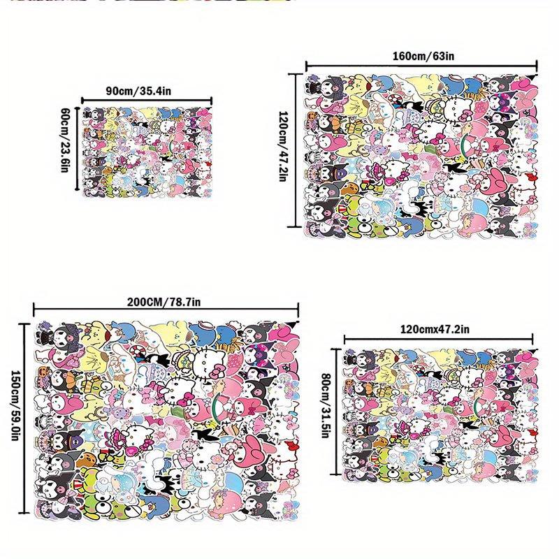 1 шт. Sanrio Hello Kitty Ковер для офиса с принтом русалки Прямоугольный коврик под стол, Идеальный декор для гостиной, спальни, кухни, Нескользящий пол