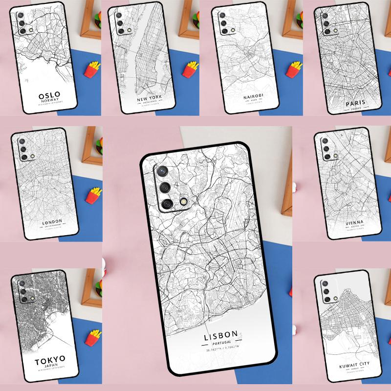 Лондон Кантри Скетч Городская Карта Чехол Для Oppo A58 A18 A38 A78 A98 A17 A77 A80 A40 A60 A16 A76 A96 A74 A94 A54 A15 A57S Чехол