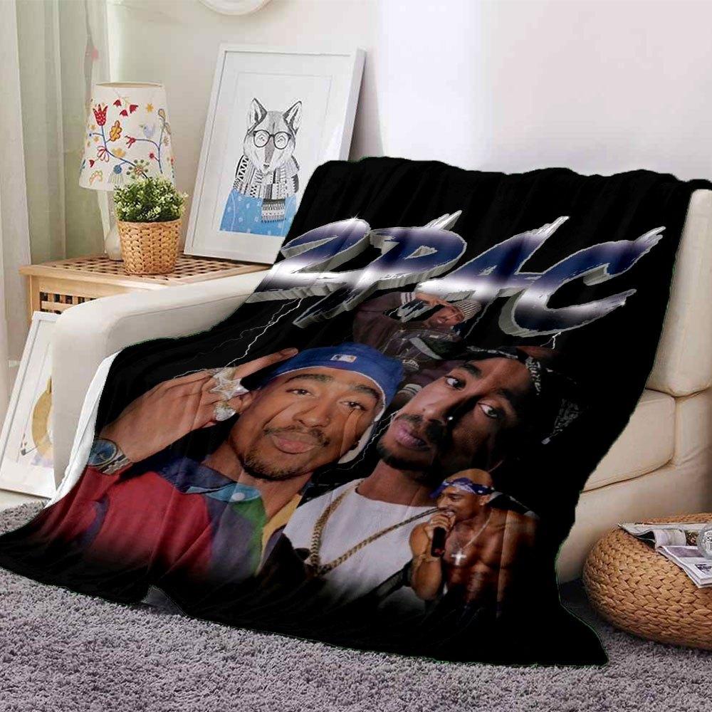 1 шт. Плед в стиле Hip Hop 2Pac, Мягкий, Легкий, Для всех сезонов, Многоцелевой плед для дивана, кровати, офиса и пикников, Французский стиль с культовыми обложками альбомов и цитатами