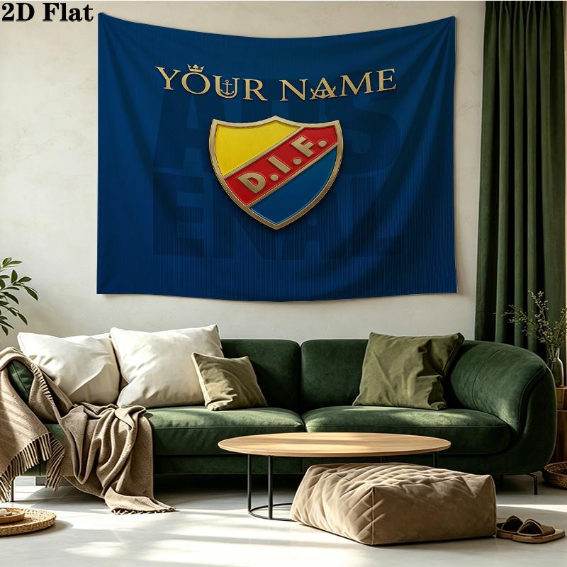 Custom Name Djurgardens IF Printed Tapestry – Wall Hanging for Bedrooms, Dorms, and Home Decor