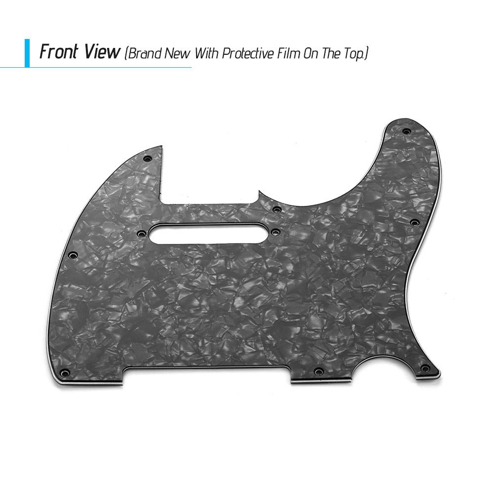 3Ply Guitar Pickguard with Single Coil Pickup Hole for Telecaster Style Electric Guitar Black Pearl
