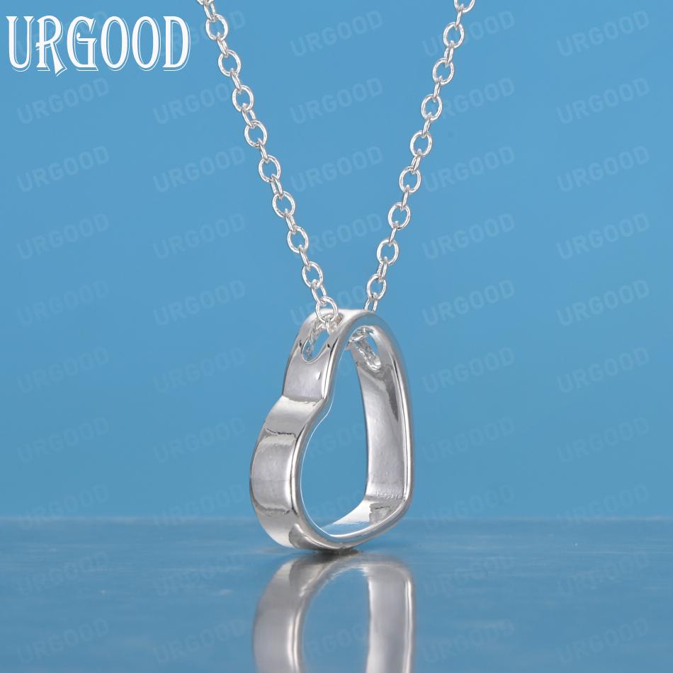925 Sterling Silver Charm Heart Pendant Necklace Wedding Jewelry
