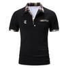 Новая летняя мужская рубашка-поло с коротким рукавом и принтом на лацканах, спортивная, облегающая