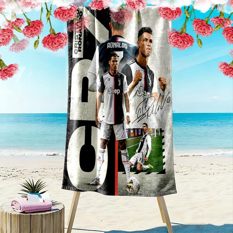 Cristiano Ronaldo: Legend Blue beach towel Outdoor camping Portable for travel Absorbent bath towel quick-drying swim towel Outdoor pool towel