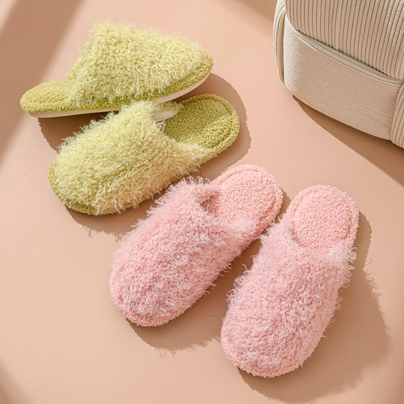 Fashion Women New 2024 Winter Home Fur Plush Slippers Non-Slip Soft Warm House Indoor Bedroom Floor Shoes Memory Foam Fluffy Slippers