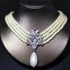 Pearl Short Necklace, Women'S Retro Fashion Versatile Multi-Layer Neck Chain Crystal Gemstone Women'S Accessories