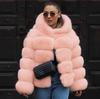 Женское пальто из искусственного меха с капюшоном из искусственного меха лисы, Европейский и американский стиль 2019 года, В наличии