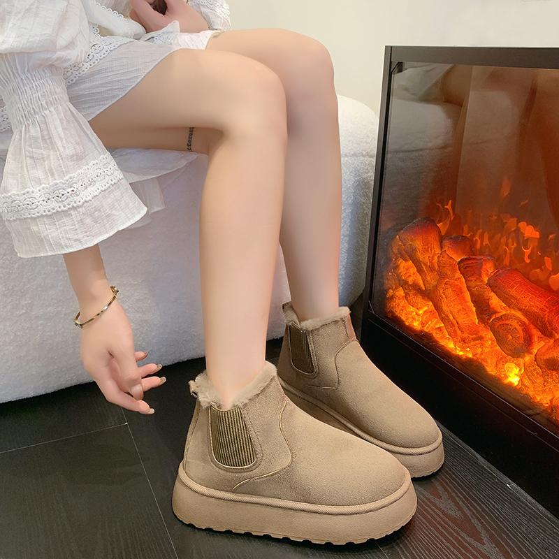 Winter Boots Women New Rubber Thick Sole Ankle Boots for Outdoor Elevated Comfort Warm Walking Cotton Shoes Fashion Snow Boots