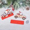 Small Wooden Holiday Figurine Vintage Santa Driving Figurine, Car Tabletop Ornament Winter Festival Tiered Tray Decorations with Christmas Tree,
