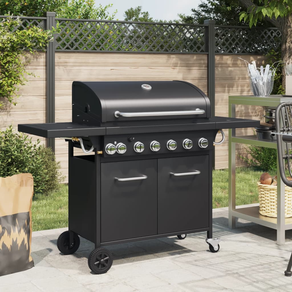 7 Burner Gas Grill in Black Powder Coated Steel