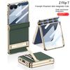 Чехол для Samsung Galaxy Z Flip 7 Роскошный ПУ-кожа Средний шарнир С подставкой Защитная задняя крышка Чехол для корпуса телефона Z Flip 7