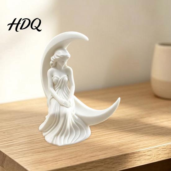 Уникальный подарок на день рождения 3D-печатная статуэтка Лунной Богини Леди Полумесяца Арт Настольное украшение для дома Скульптура Элегантная Девочка Спальня Креативный подарок Ей
