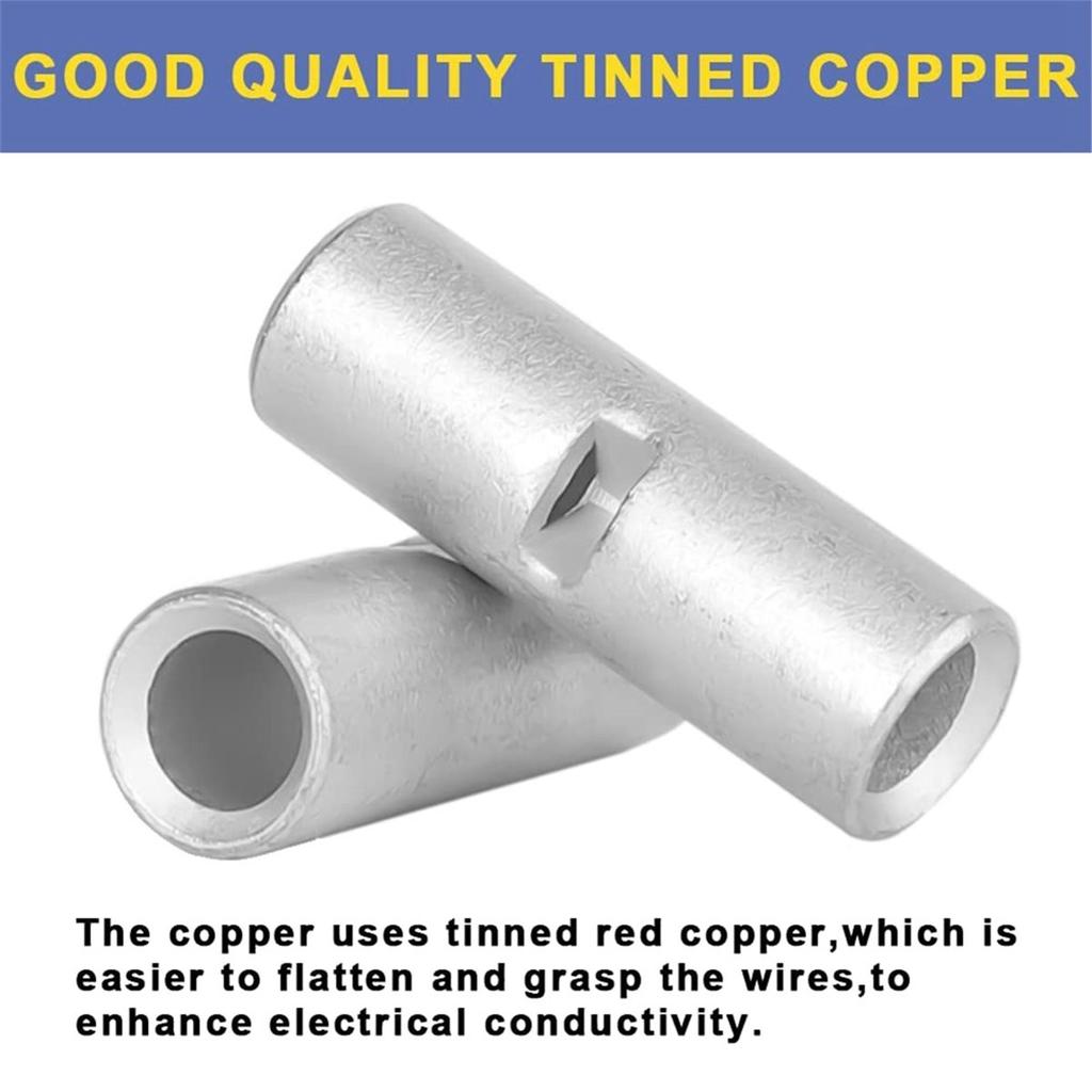 2026 New Non Insulated Butt Connectors Kit 420pcs Butt Connectors for Wiring Pure Copper AWG24-8 Wire Crimp Connector