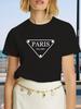 Футболка с принтом Triangle PARIS, с коротким рукавом и круглым вырезом, повседневный топ для лета и весны, женская одежда