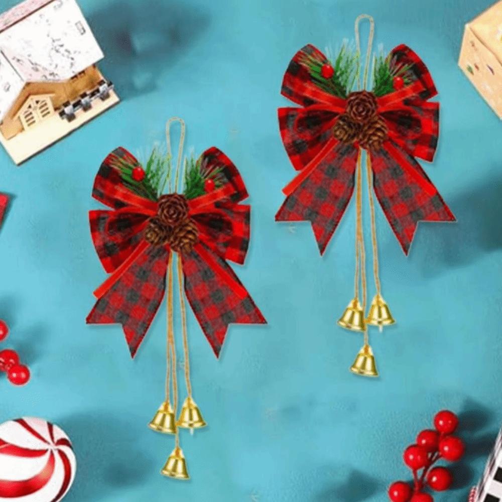 6Pcs/Set Creative Christmas Bows Hanging Ornament Christmas Tree Charm Xmas Party Supplies