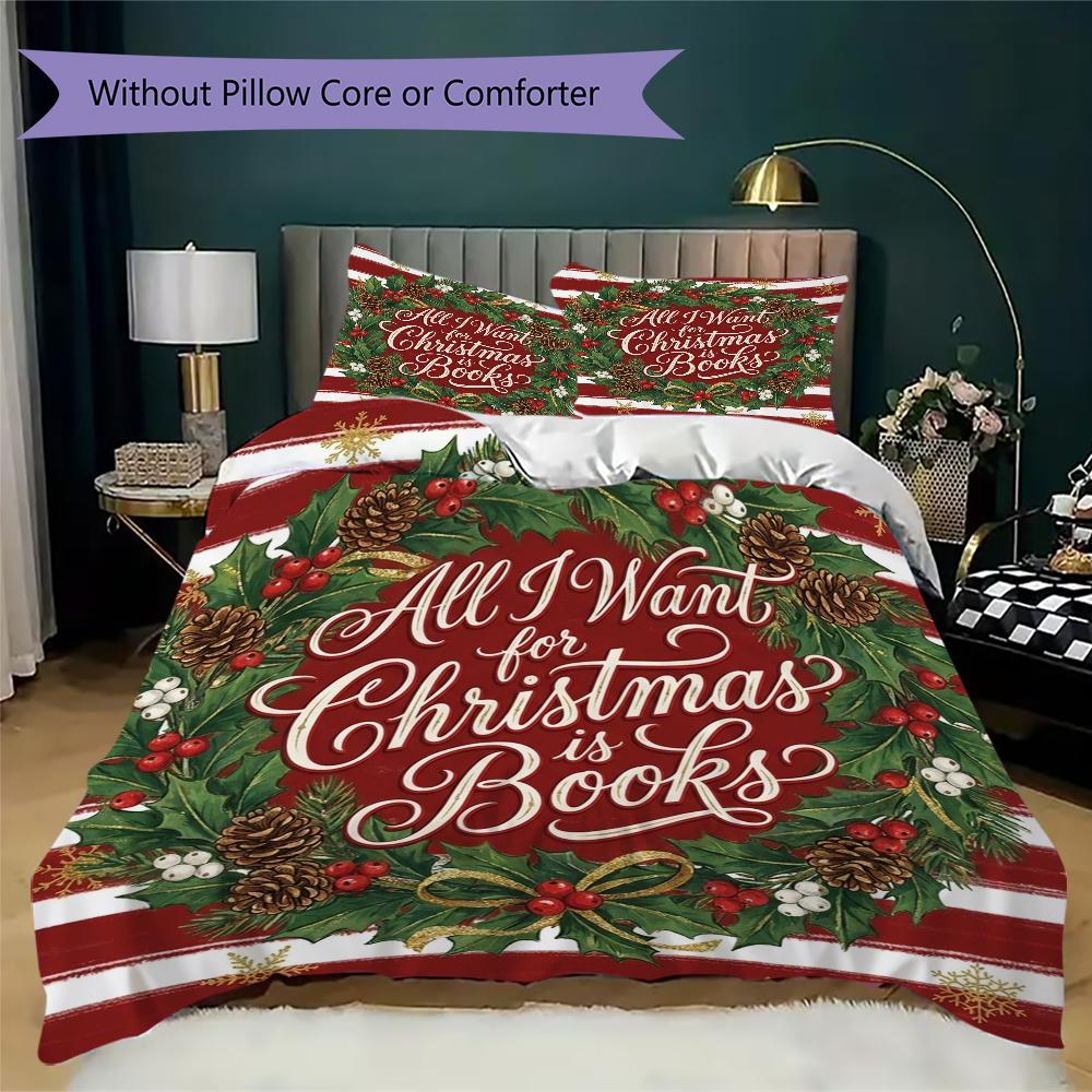 Gingerbread Treat Pattern Bedding uilt Set uilt Cover Pillowcase Home Decoration Birthday Gift (1 * duvet cover + 2 * pillowcase without core)_XIA
