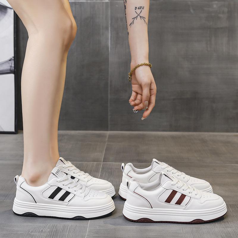 Женские белые туфли на кожаной платформе, новинка весны и лета 2025 года, студенческие, универсальные, для отдыха и спорта, взрывная плоская подошва