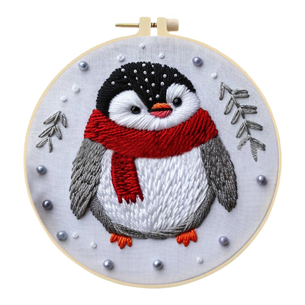 Winter Cotton Stamped Embroidery Cross Stitch DIY Starter Needlepoint Kit25x25cm