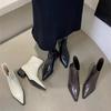 Толстый каблук острый носок белые тонкие ботильоны маленькие короткие ботинки женская обувь 2025 новый весна, осень и зима универсальные корейские маленькие ботильоны
