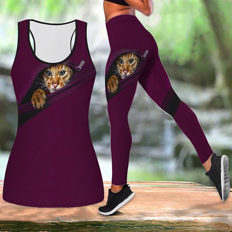 Наряд для йоги с принтом оранжевого котенка для женщин, модные леггинсы для тренировок, фитнес-спорт, повседневные штаны для йоги