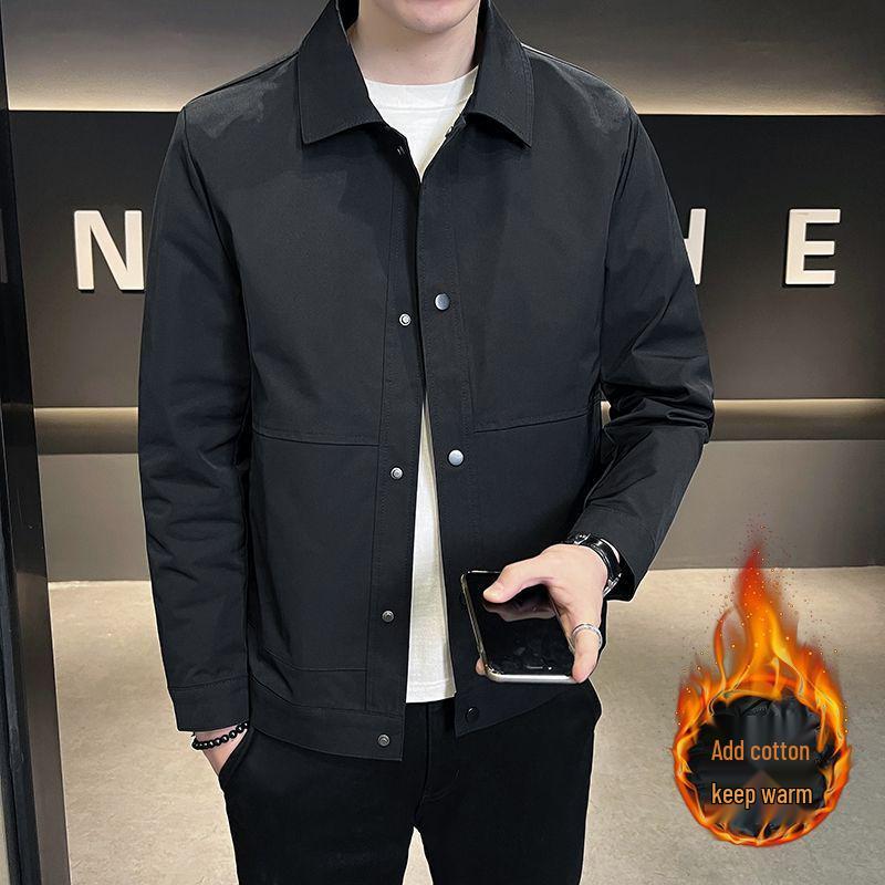 Мужская хлопковая куртка приталенного кроя - Стильная, теплая, универсальная, с отложным воротником для осени и зимы