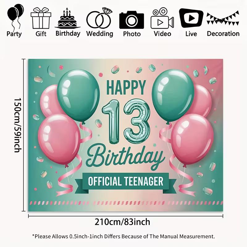 2D Pastel Gradient Backdrop for Girls' 13th Birthday, Modern & Trendy Parties