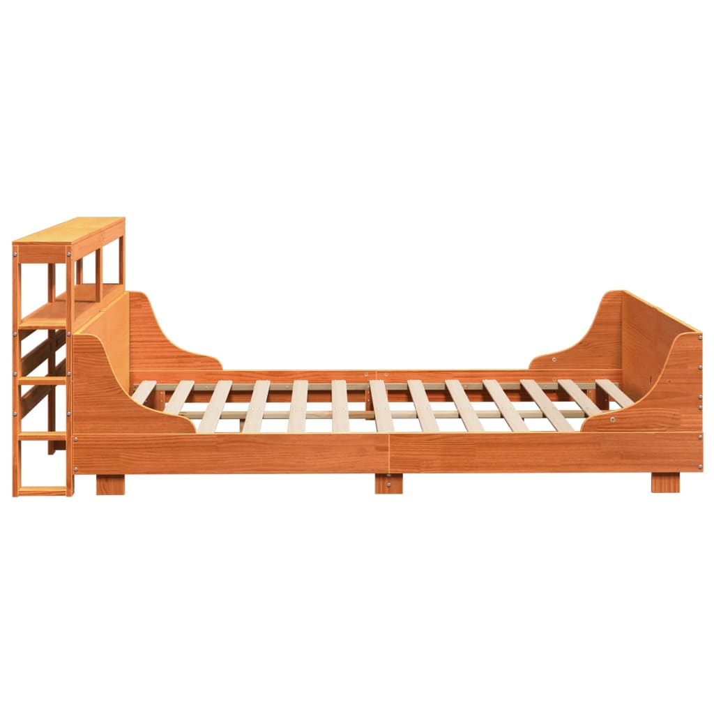Solid Wood Bed without Mattress Wax Brown 150 x 200 cm Pine Wood