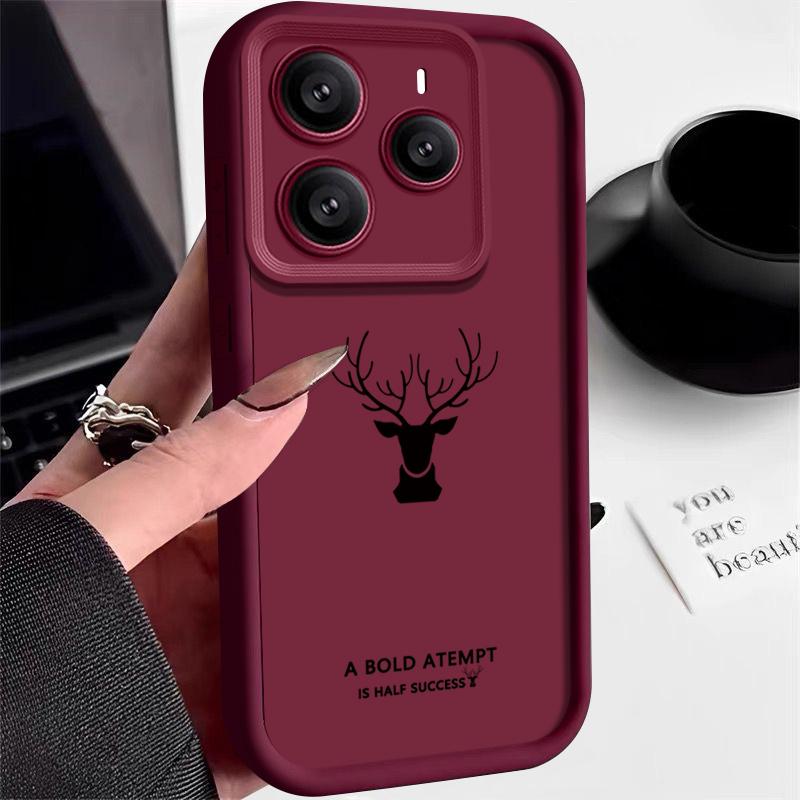 Матовый чехол TPU с принтом оленя для Xiaomi 14T Pro 13T Poco X7 F6 X6 M6 X5 Redmi 14C Note 14 13 Pro 12 11 10, мягкий противоударный чехол для телефона